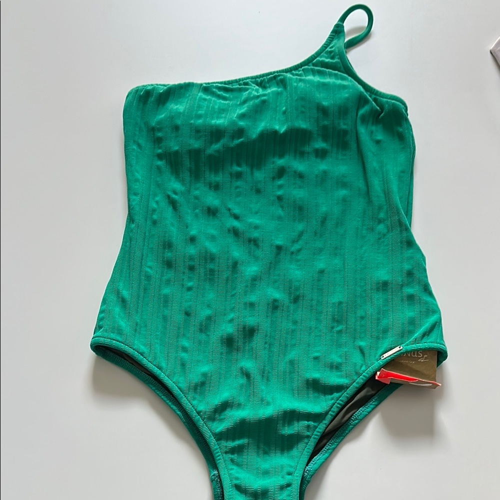 NWT Salinas Green One-Shoulder Swimsuit